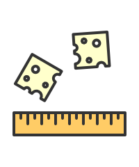 Illustration of a ruler and a piece of cheese